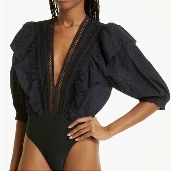 Farm Rio Black Ruffled Women's Top - Picture 3 of 4